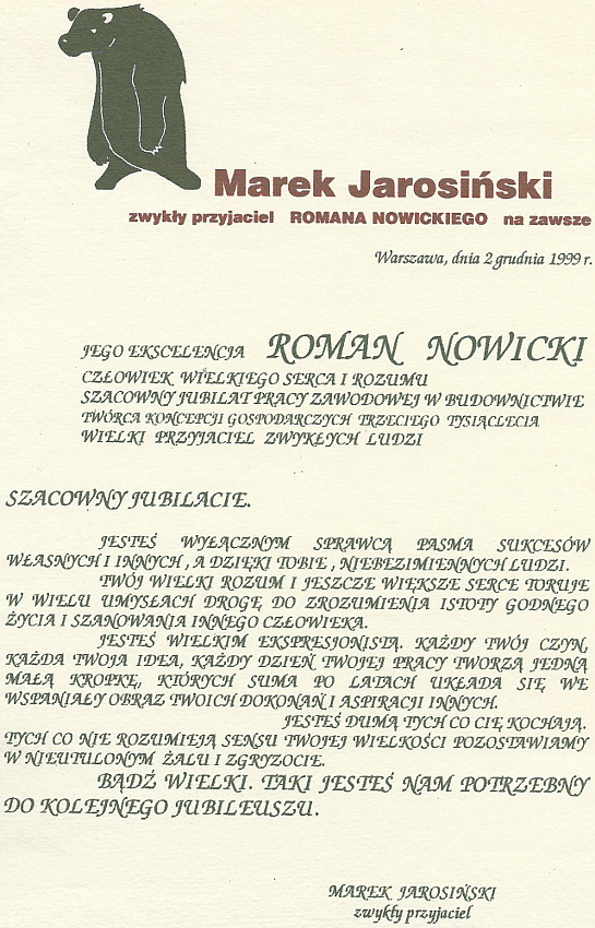 Dyplom od Jarosińskiego